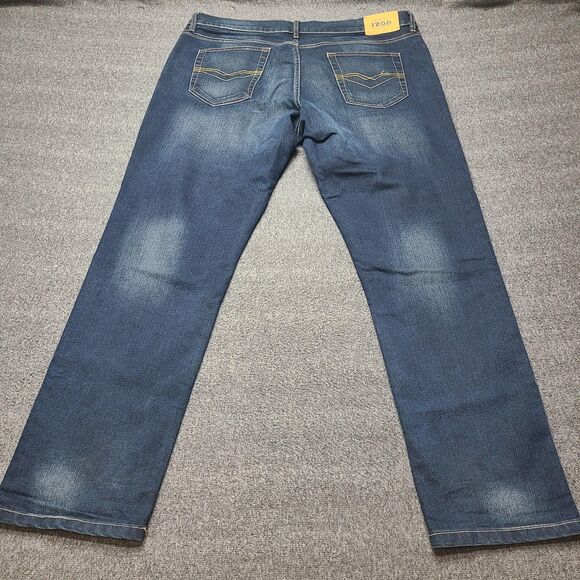 Izod Jeans Mens 40x32 Blue Comfort Slim Straight Stretch Denim Classic Fit Pants - Picture 7 of 9
